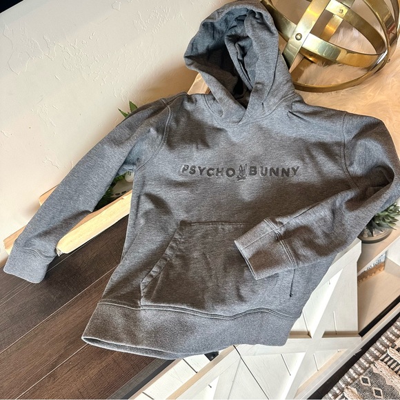 Psycho Bunny Kids Pullover Hooded Sweatshirt Felt Spell Out Logo M (10-12) #256 - Picture 1 of 5